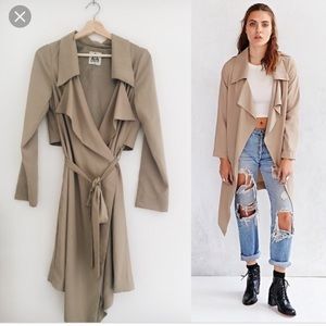 Unif beige trench coat.